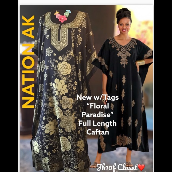 🌺NWT NATION FLORAL PARADISE DRESS CAFTAN - Picture 11 of 12